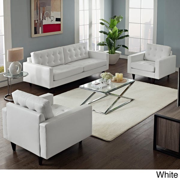 Shop Empress Leather Sofa and Arm Chairs Set - Overstock - 89299
