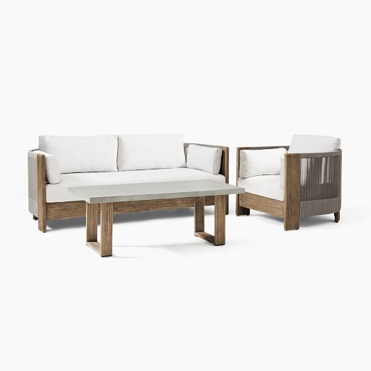 Porto Outdoor Sofa, Lounge Chair & Concrete Coffee Table S