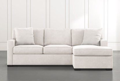 Taren II White Reversible Sofa/Chaise Sleeper W/Storage Ottoman .