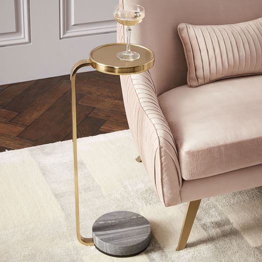 Cube C-Side Table - White/Gray Marble | Drink table, Modern side .