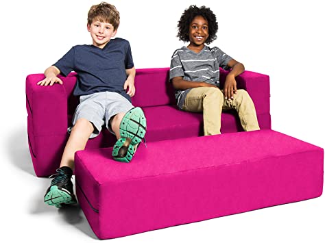 Amazon.com: Jaxx Zipline Kids Sofa & Large Ottoman, 3 in 1 Fold .