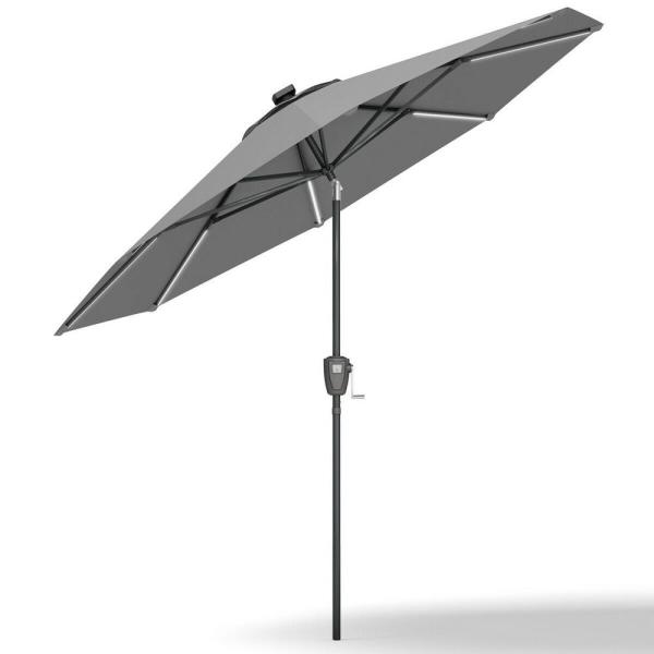 Costway 9 ft. Solar Patio Umbrella LED Tilt Deck Waterproof Garden .