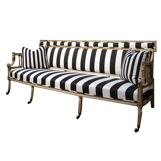 Black Is The New Black | Black and white sofa, Striped furniture .