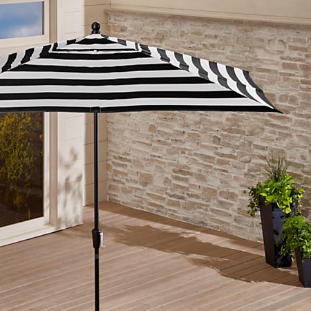 Rectangular Sunbrella Black Cabana Stripe Patio Umbrella with .