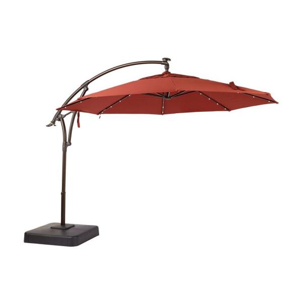 Hampton Bay 11 ft. LED Round Offset Outdoor Patio Umbrella in .