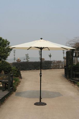 A 9' Diameter Self Tilting Patio Umbrella With Beige Or Red .