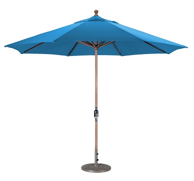 11' Teak Market Patio Umbrella with Fade Resistant Sunbrella® Cano