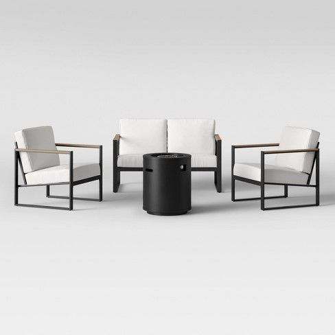 Henning 4pc Patio Fire Conversation Set Off-White - Project 62 .