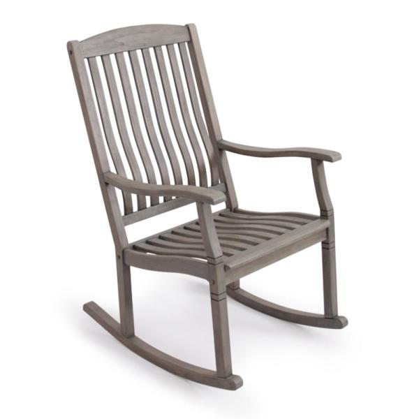 Cambridge Casual Heaton Weathered Gray Teak Outdoor Rocking Chair .