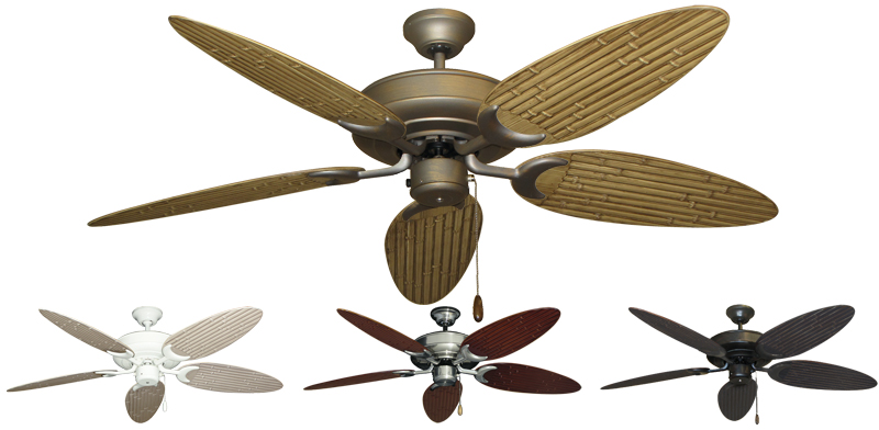 52 inch Raindance Outdoor Ceiling Fan with Bamboo Palm Blad
