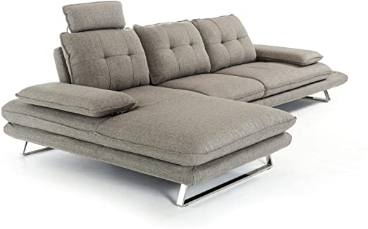 Amazon.com: Modern Grey Fabric Tufted Sectional Sofa Left Chaise .