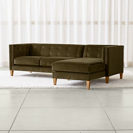Aidan Green Sectional Sofa with Chaise + Reviews | Crate and Barr