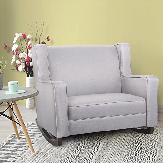Amazon.com: Esright Grey Upholstered Rocking Chair Padded Seat .