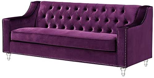 Amazon.com: Brika Home Velvet Tufted Sofa in Purple: Kitchen & Dini