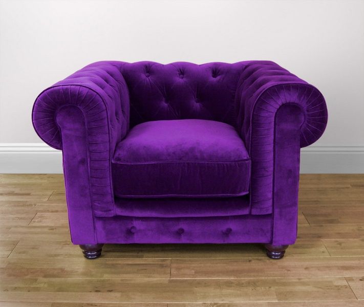 purple couch | Purple Velvet One Seat Sofa | Passionate Purple .