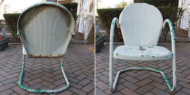 vintage metal outdoor chair red