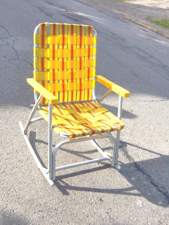 Vintage Lawn Chair Aluminum Rocking Lawn Chair Yellow by Avaricia .