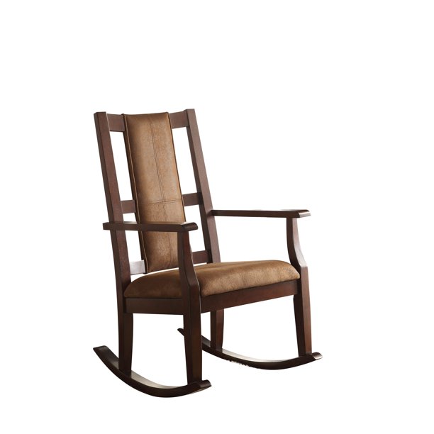 ACME Butsea Rocking Chair, Brown Fabric & Espresso - Walmart.com .