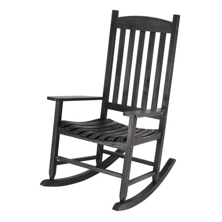 Mainstays Black Solid Wood Slat Outdoor Rocking Chair - Walmart.c