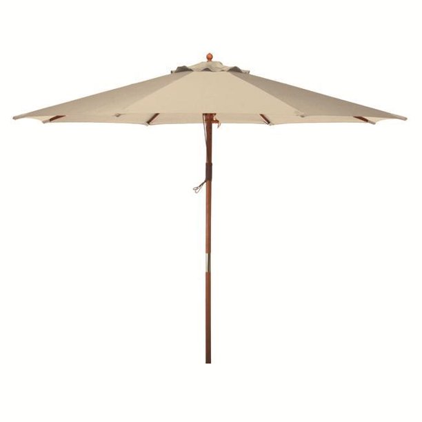 9' Natural Khaki Wooden Outdoor Patio Umbrella - Walmart.com .