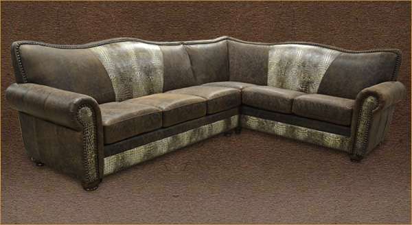 Country Western Alligator Stamped Leather Sectiona