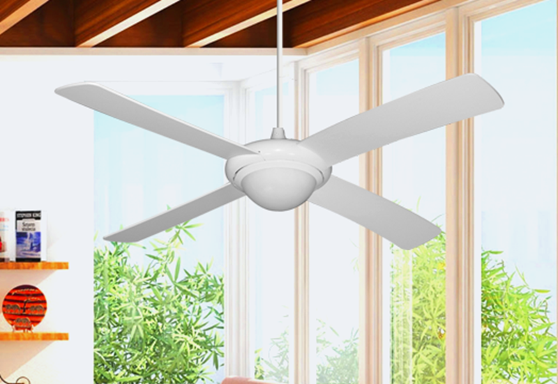 52" Luna Indoor Outdoor Ceiling Fan and Light in Pure White .