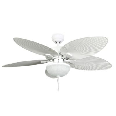 52-Inch Wisteria Outdoor White Ceiling Fan with Light Kit | Bed .