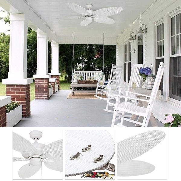 Shop Honeywell Duvall Tropical Ceiling Fan, Five Wet Rated Wicker .