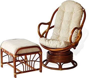 Amazon.com: Java Swivel Rocking Rattan Wicker Chair Cream Cushion .