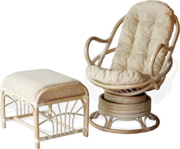 Amazon.com: Java Swivel Rocking Chair White Wash White Cushion .