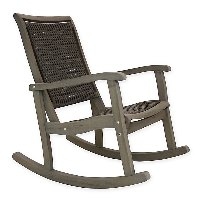 Outdoor Interiors® Eucalyptus and Wicker Outdoor Rocking Chair in .