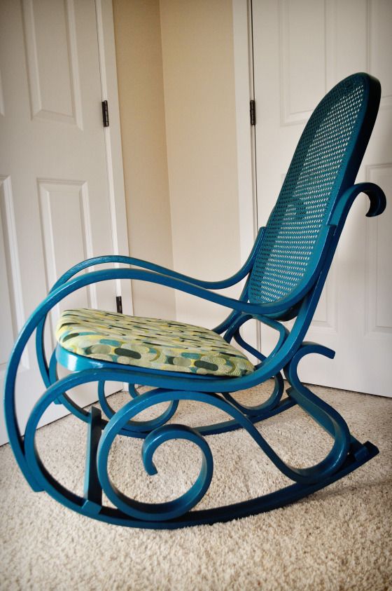 Completed…Wood & Rattan Rocking Chair | Rocking chair makeover .