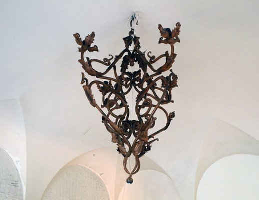 Hand-Made Wrought Iron Chandelier, 1800s for sale at Pamo