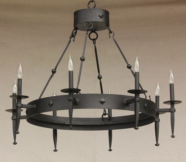 1080-8 Contemporary Spanish Style Wrought Iron Chandelier .