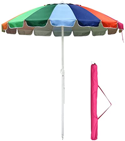Amazon.com : Yescom 7 ft Metal Rainbow Beach Patio Umbrella 16 Rib .