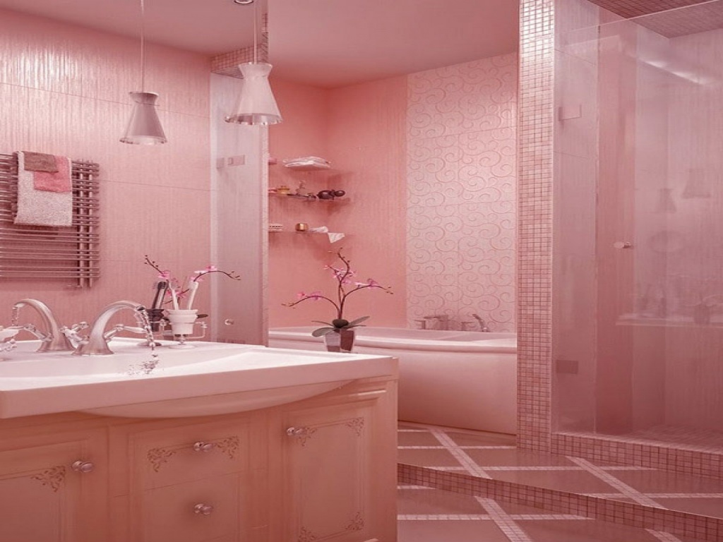 Delicate pink bathroom