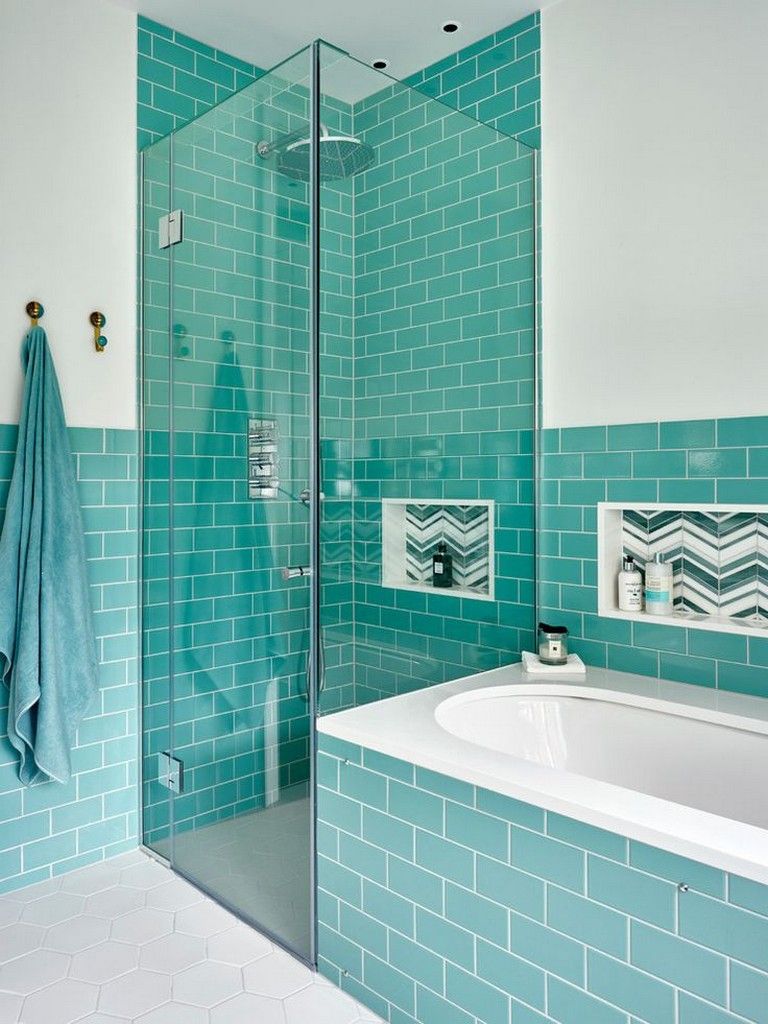 Simple turquoise bathroom