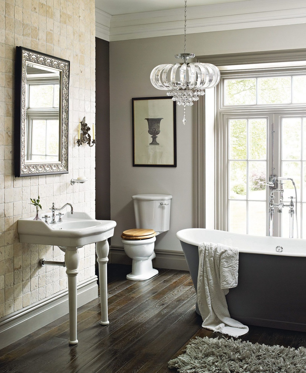 Graceful French country house bathroom