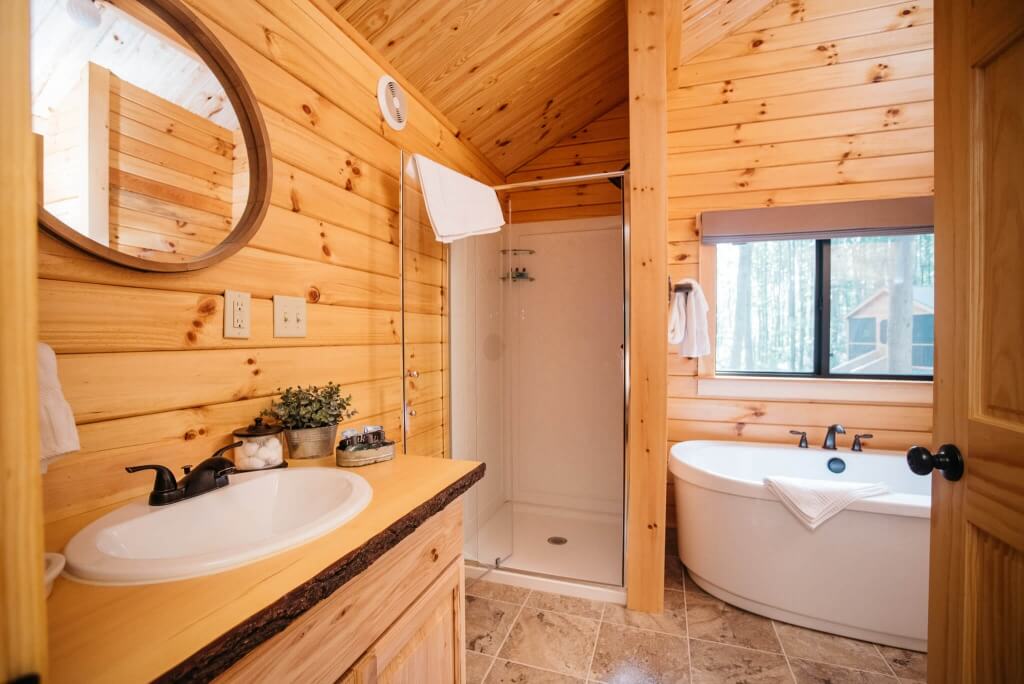 Pleasant cabin bathroom