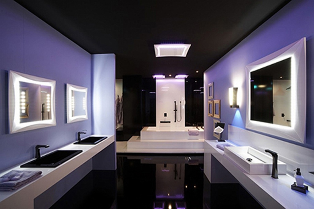 Futuristic dark bathroom