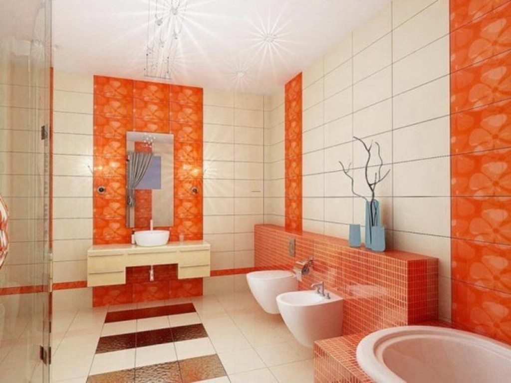 Nice orange bathroom