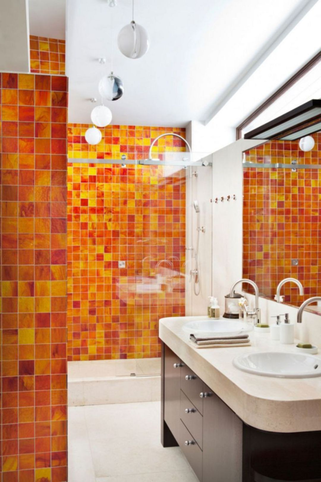 Dynamic orange bathroom