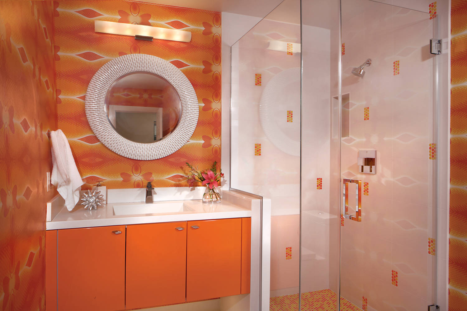 Attractive orange bathroom