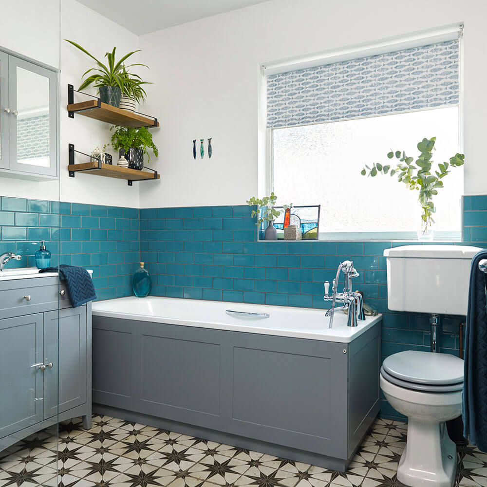 Blue DIY bathroom vanity