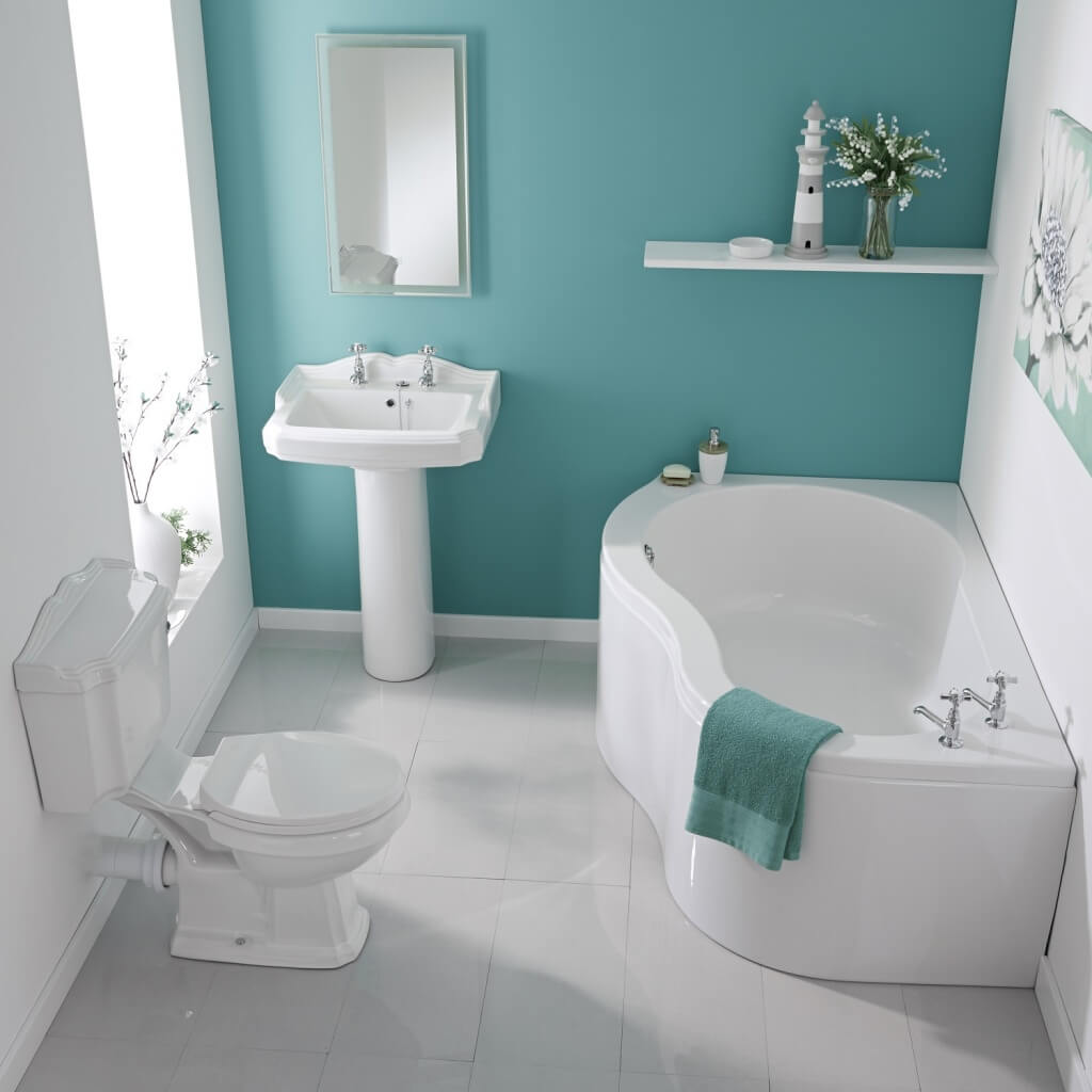 Soothing blue-green bathroom