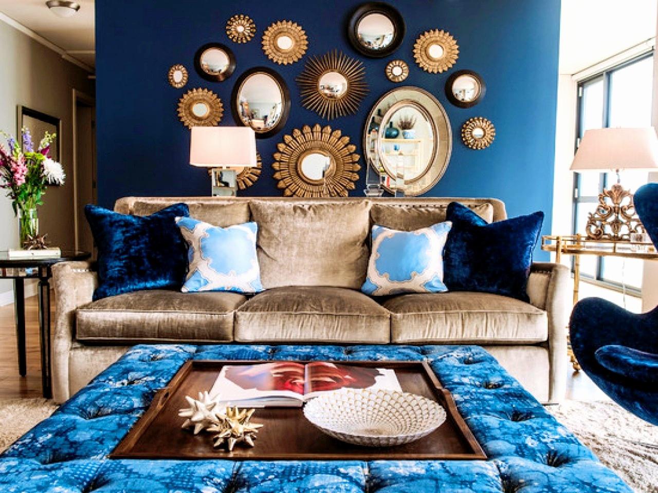 Bohemian look in the blue-brown living room