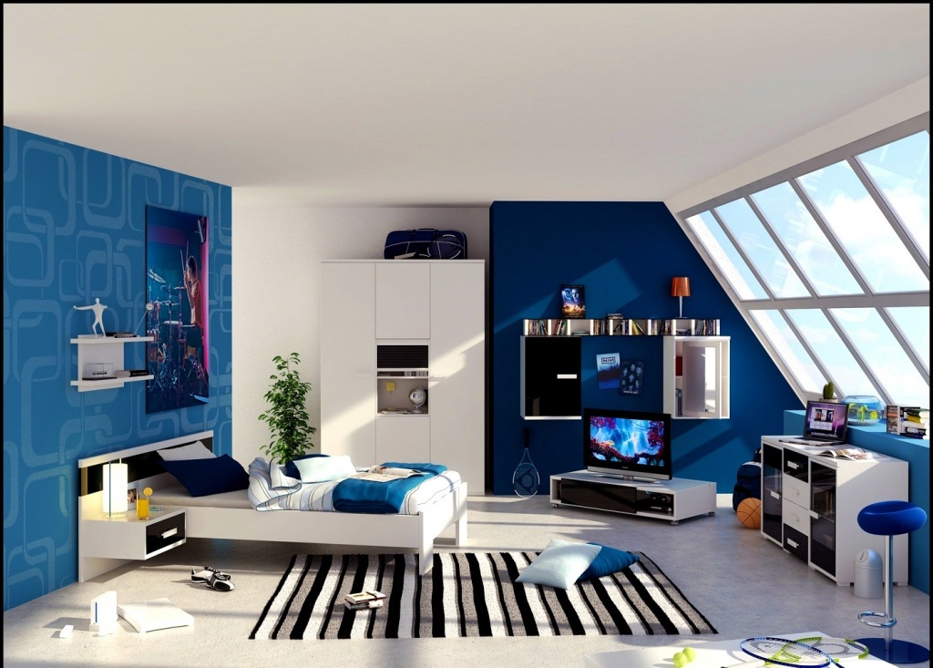 Fantastic dark blue bedroom