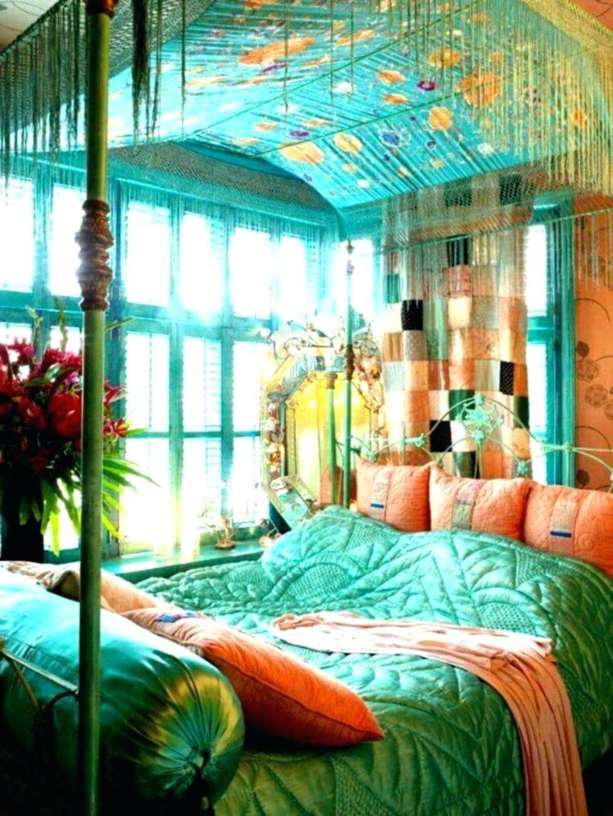Bright hippie bedroom