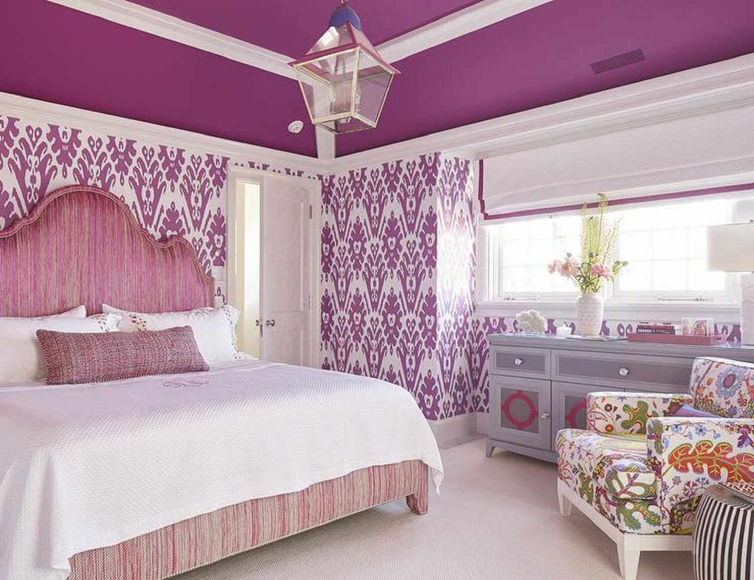 Purple bedroom accent wall