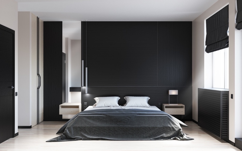 Minimalist black bedroom